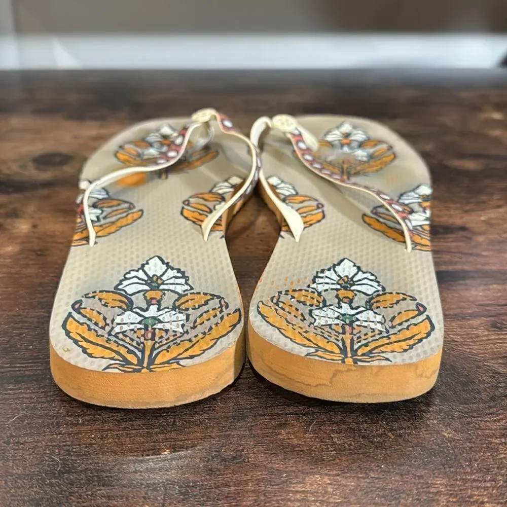 Tory Burch Brown Patterned Flip‎ Flops size 11